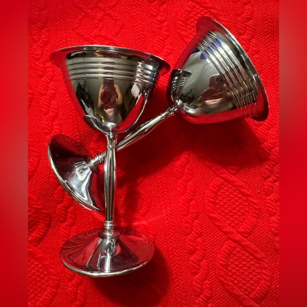 2 Vintage Chrome Goblets - Picture 2 of 6